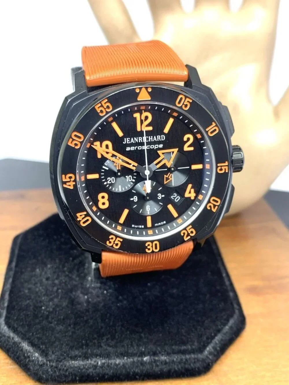 JeanRichard Aeroscope Men's Watch Swiss Automatic Chronograph Black Orange 46mm
